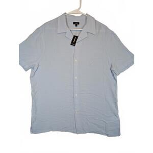 Express Camp Collar Button Up Shirt Short Sleeve Casual Mens Large Blue